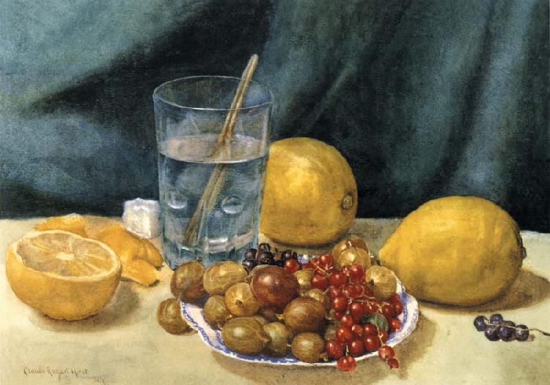 Hirst, Claude Raguet Still Life with Lemons,Red Currants,and Gooseberries France oil painting art